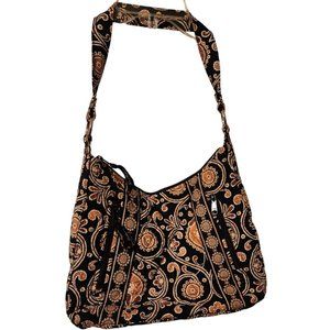 Vera Bradley Shoulder Hand Bag CAFFE LATTE Black/Brown Lisa B Design EUC